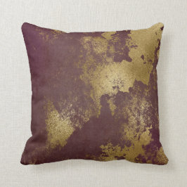 Red Burgundy Distress Grungy Guld Wall Kudde