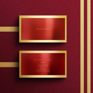 Red Burgundy Guld Framed Metallic Minimal Lux Visitkort