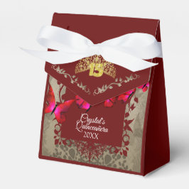 Red, Burgundy, Guld Tiara Quinceanera Favor Box Presentaskar