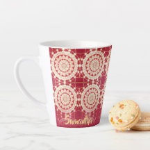 Red Burgundy Guld White Mandala Mönster