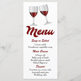 Red Burgundy Menu Vin Glass Bröllopsfest Meny
