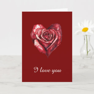 Red Burgundy Ro Heart Kärlek Kort