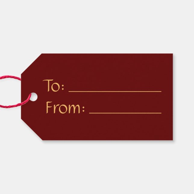 Red Burgundy till/från Elegant Vintage-julen Presentetikett (Baksidan Horisontell)
