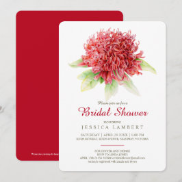 Red burgundy waratah blommigt möhippa inbjudningar