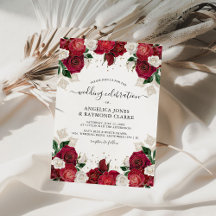 Red Burgundy & White Blommigt Elegant bröllop