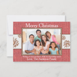 Red Burlap Pinecones Photo - 3 x 5-julkort Inbjudningar