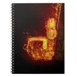 Red Burning Lastbil i brandflammen Anteckningsbok Med Spiral