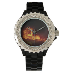 Red Burning Lastbil i brandflammen Armbandsur