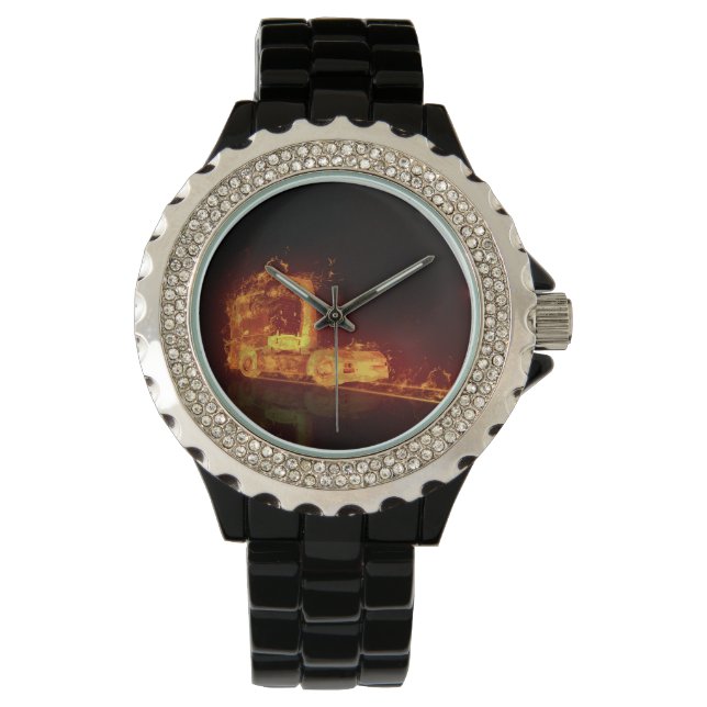 Red Burning Lastbil i brandflammen Armbandsur (Framsida)