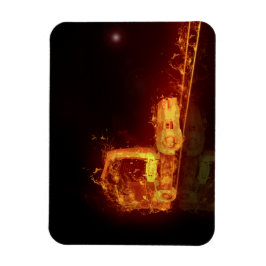 Red Burning Lastbil i brandflammen Magnet