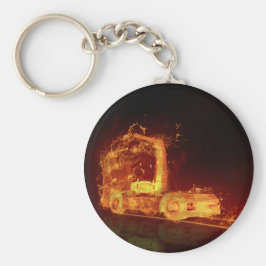 Red Burning Lastbil i brandflammen Nyckelring