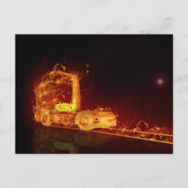 Red Burning Lastbil i brandflammen Vykort