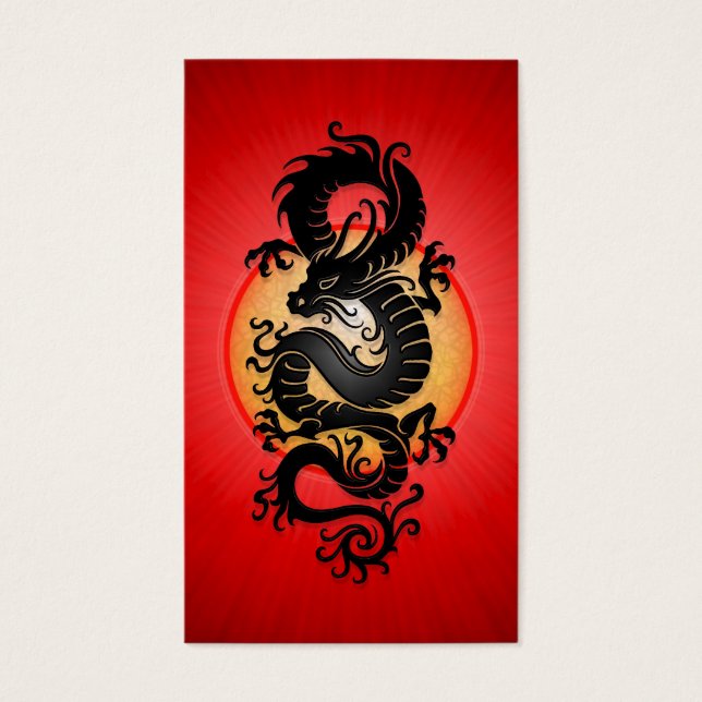 Red Burst Chinese Dragon Visitkort (Framsidan)