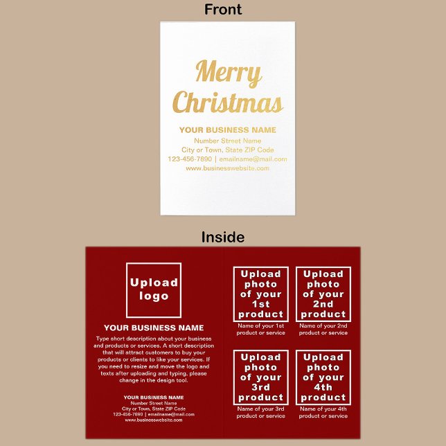 Red Business Brand på julklapp Folierat Kort (Red business brand with products or services on Christmas folded foil card.)