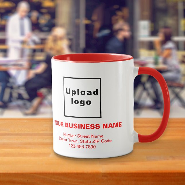 Red Business Brand Texter om Combo Mugg (Build brand name awareness. Red and white combo mug with your business brand.)