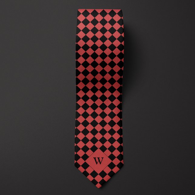 Red Business Checkated Monogram Slips (Skapare uppladdad)