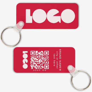 Red Business Logotyp & QR Code, Company Vågrät Nyckelring