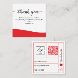 Red Business Thank You Card Order Insert Fyrkantigt Visitkort