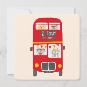 Red Buss Birthday Card Kort