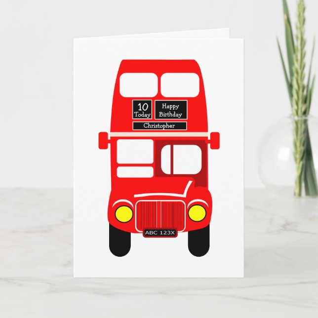 Red Buss Design Birthday Kort (Framsida)