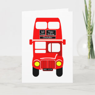 Red Buss Design Birthday Kort