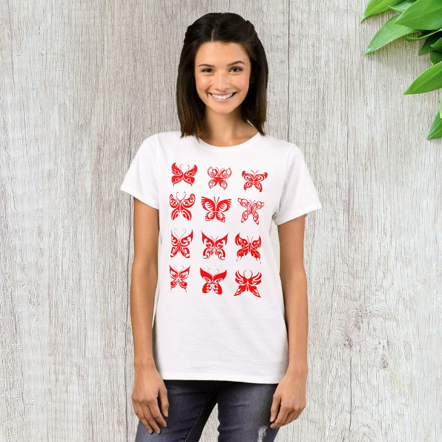Red Butterflies Womens T-Shirt (Skapare uppladdad)