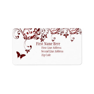 Red Butterfly Adressetikett