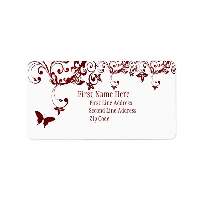 Red Butterfly Adressetikett (Framsidan)