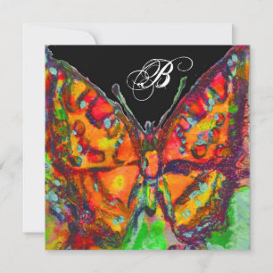 RED BUTTERFLY BLUE GULD GULT SPARKLES MONOGRAM MEDDELANDE