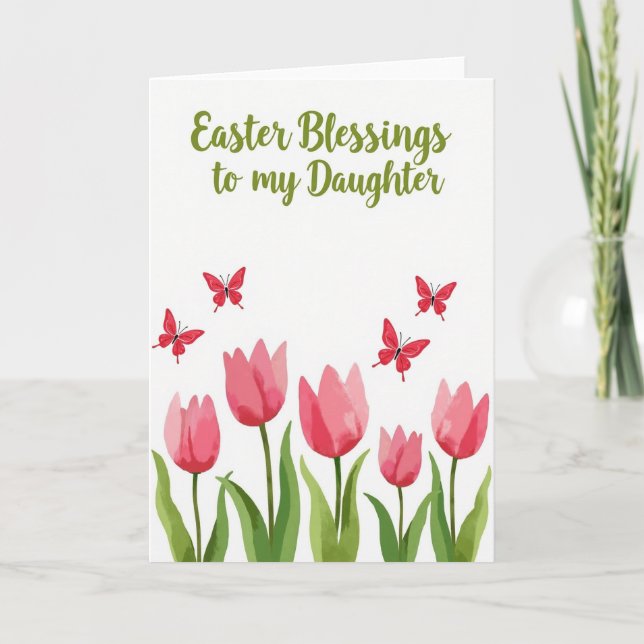 Red Butterfly Easter Blessings Card Kort (Framsida)
