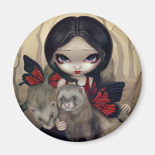 "Red Butterfly Ferrets" Magnet (Framsidan)