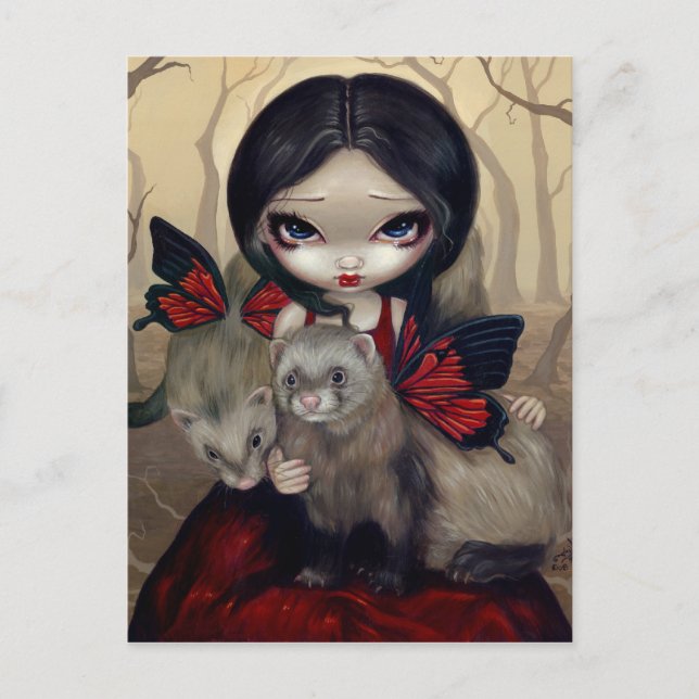 "Red Butterfly Ferrets" vykort (Framsida)