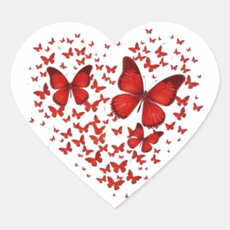 Red Butterfly Heart – A Symbol of Passion and Love Hjärtformat Klistermärke