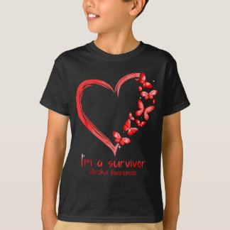 Red Butterfly Heart Jag är en Survivor Stroke Awar T Shirt