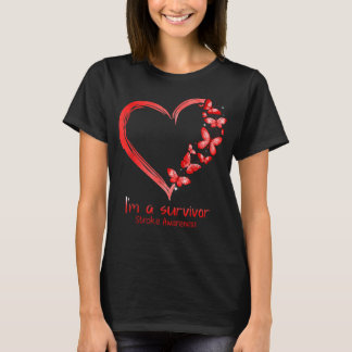 Red Butterfly Heart Jag är en Survivor Stroke Awar T Shirt
