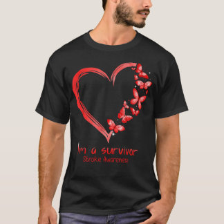 Red Butterfly Heart Jag är en Survivor Stroke Awar T Shirt