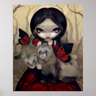 Red Butterfly Illrets gothairy Art Print Poster