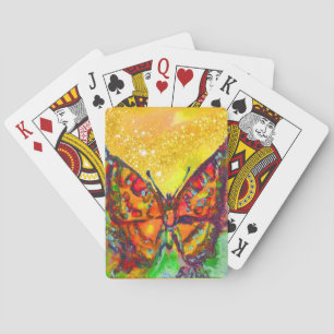 RED BUTTERFLY IN GULD GULT SPARKLES SPEL KORT