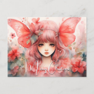 Red Butterfly Pixie Helg Vykort