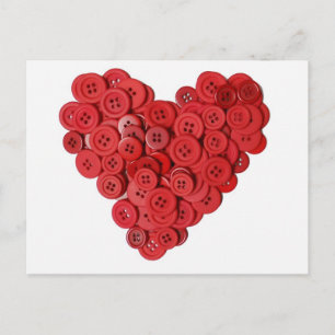 Red Button Heart Vykort