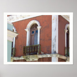 Red Byggnad in Old San Juan, Puerto Rico Poster
