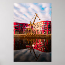 Red Byggnad Reflection - Duisburg Harbourside Poster