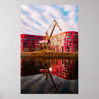 Red Byggnad Reflection - Duisburg Harbourside Poster