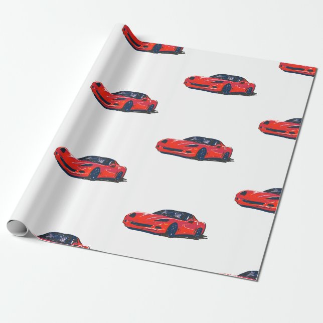 Red C6 Corvette Wrapping Papper Presentpapper (Utrullad)