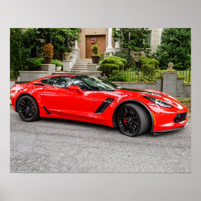 Red C7 Chevrolet Corvette Poster (Framsidan)