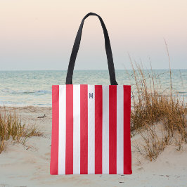 Red Cabana Rand & Personlig Navy Monogram Tygkasse
