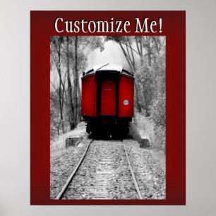 Red Caboose Victorian Steam Tåg Poster
