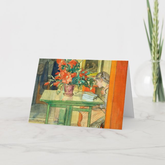 Red Cactus och Lisbeth Reading Carl Larsson Kort (Framsida)