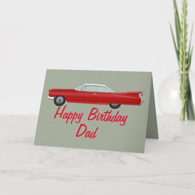 Red Cadillac Birthday Card Kort (Framsida)