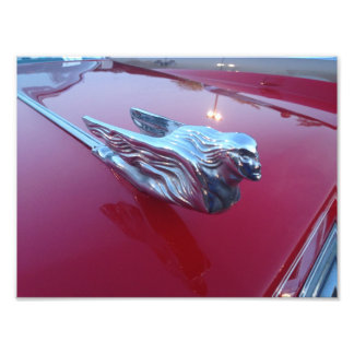 Red Cadillac Flies Woman Huva Ornament Fototryck